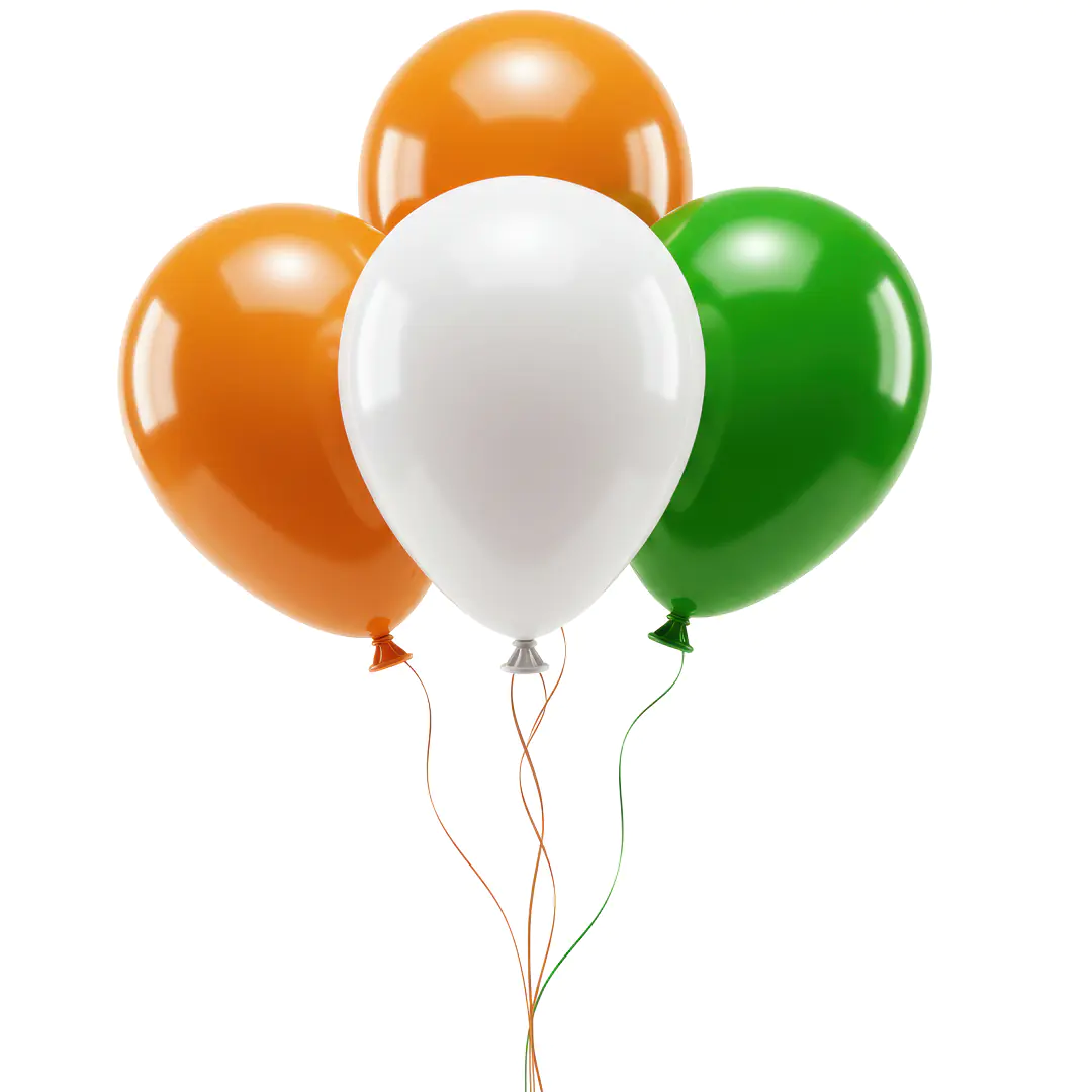 Indian Tricolor Balloon Cluster PNG for National Celebrations