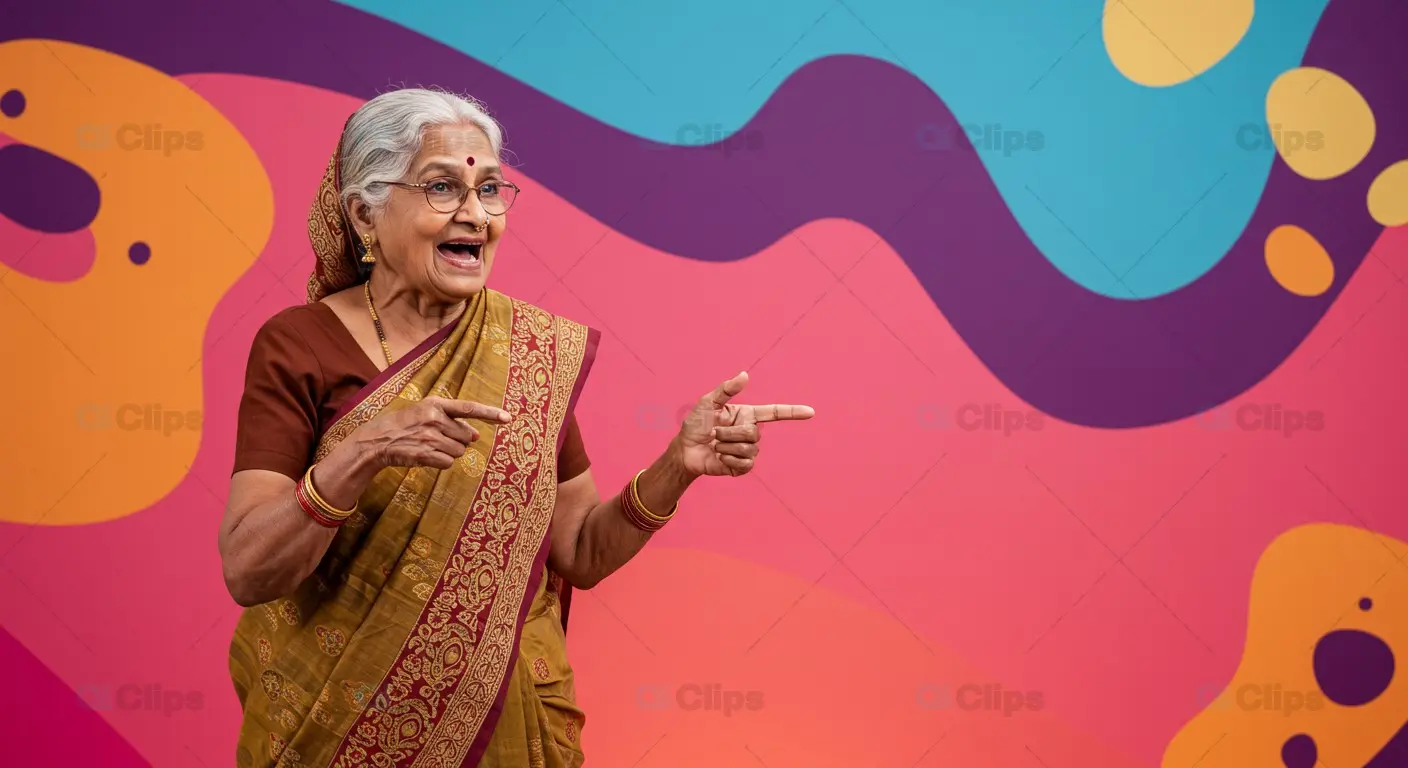 Vibrant Indian Elderly Woman in Traditional Attire