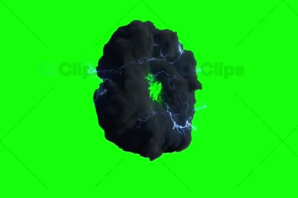 Dynamic Smoke Explosion with Electric Sparks on Green Screen