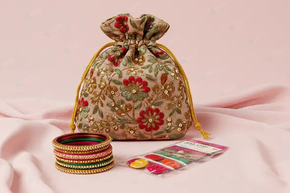 Embroidered Potli Bag with Accessories