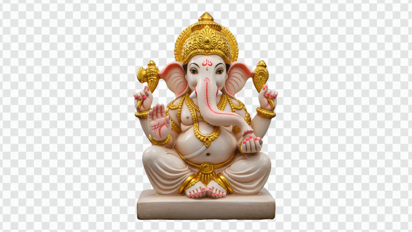 Regal Ganesha Idol with Golden Adornments