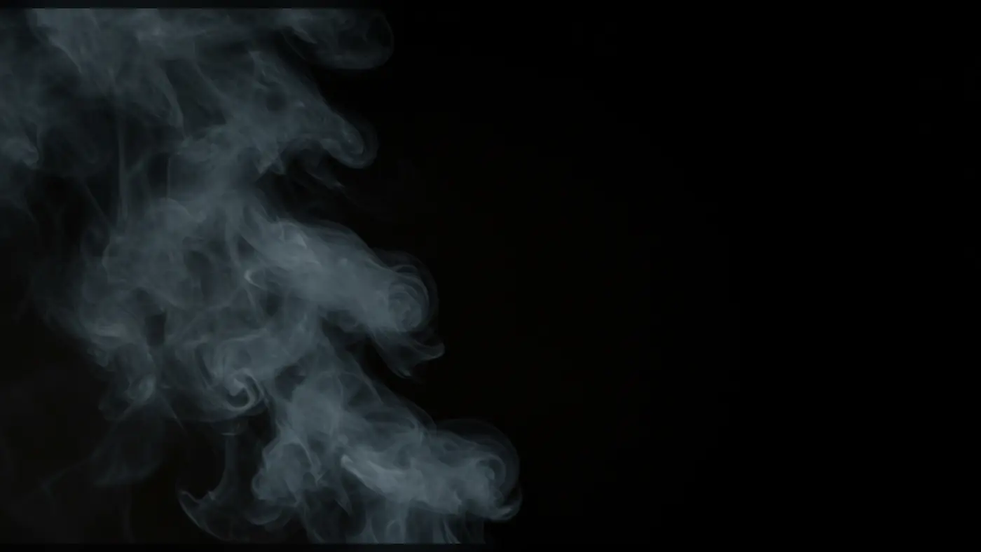 Realistic White Smoke Flow on Black Background