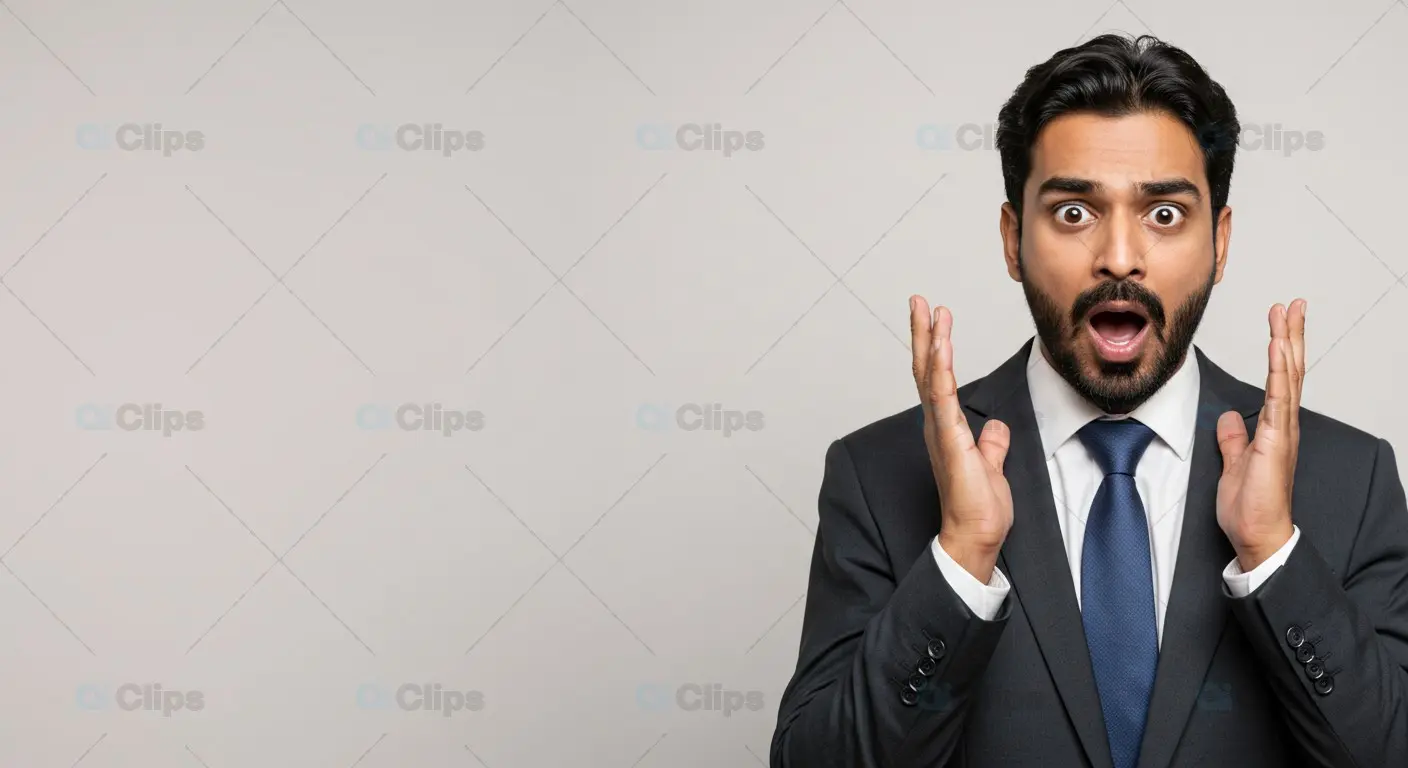 Surprised Businessman in Suit - Stock Image for Creatives