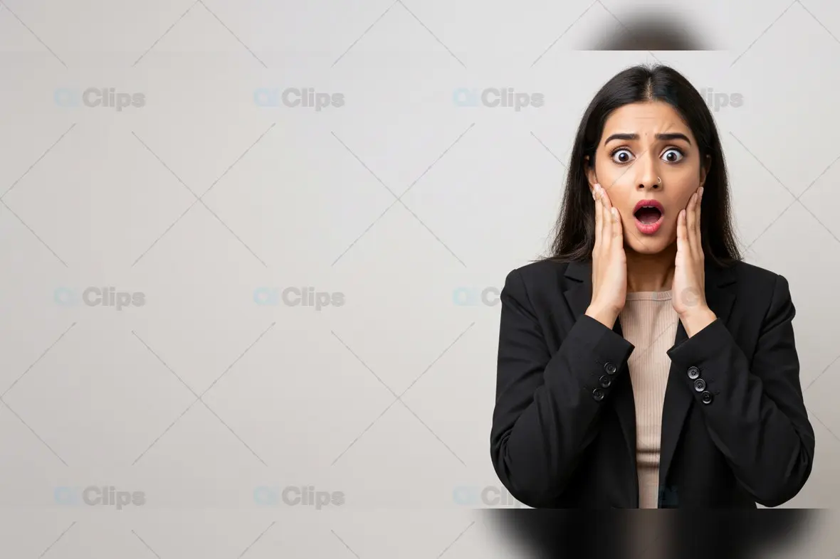Shocked Businesswoman in Sharp Professional Attire