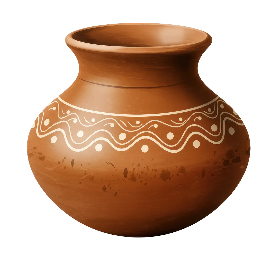 Traditional Matka Pot PNG – Clay Water Pot with Tribal Art for Indian Design