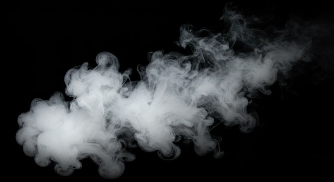 Dense White Smoke Puff Overlay on Black Background