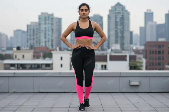Urban Rooftop Fitness Pose