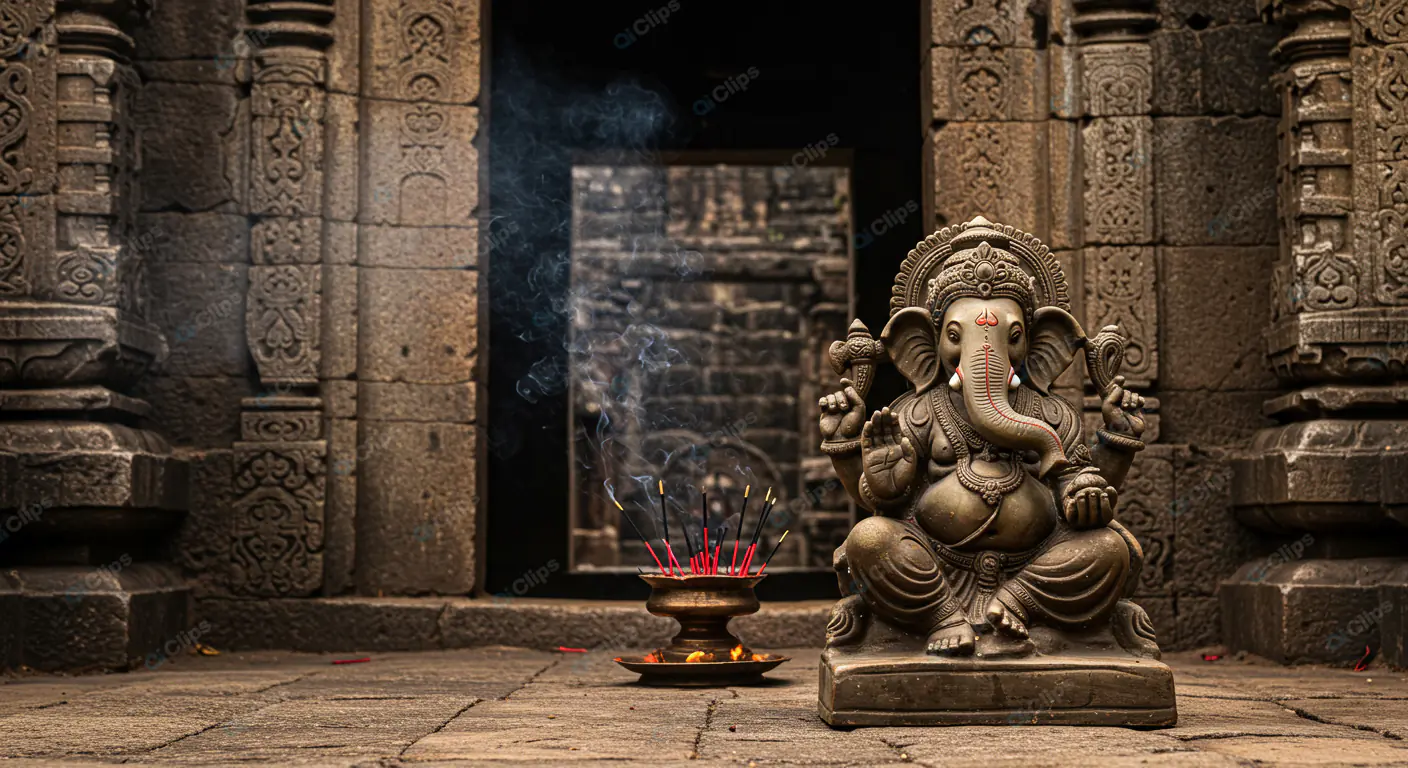 Ganesha Statue with Temple Incense