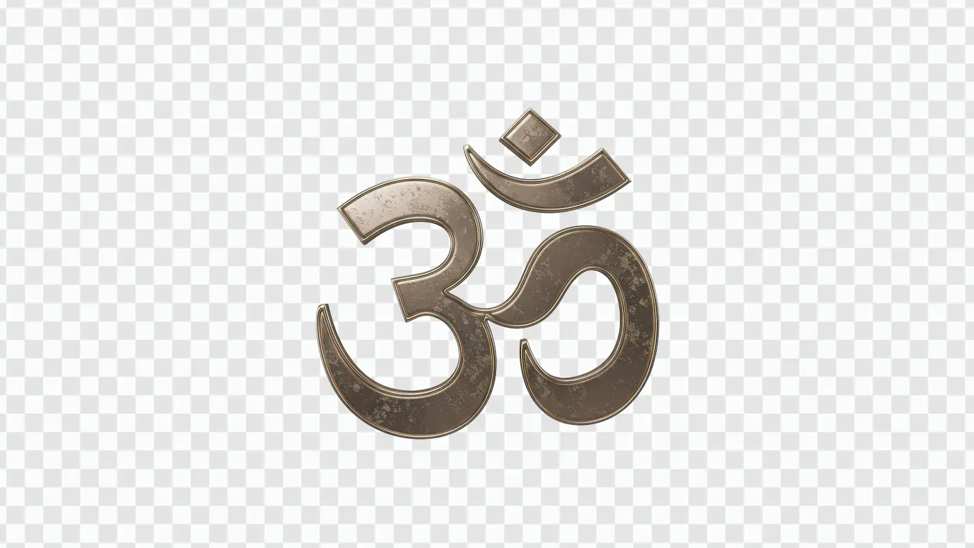 Distressed Metal Om Symbol PNG – Transparent Background for Spiritual Designs