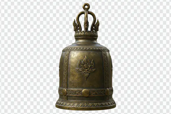Antique Temple Bell with Ornate Detailing – Indian Spiritual Decor Element