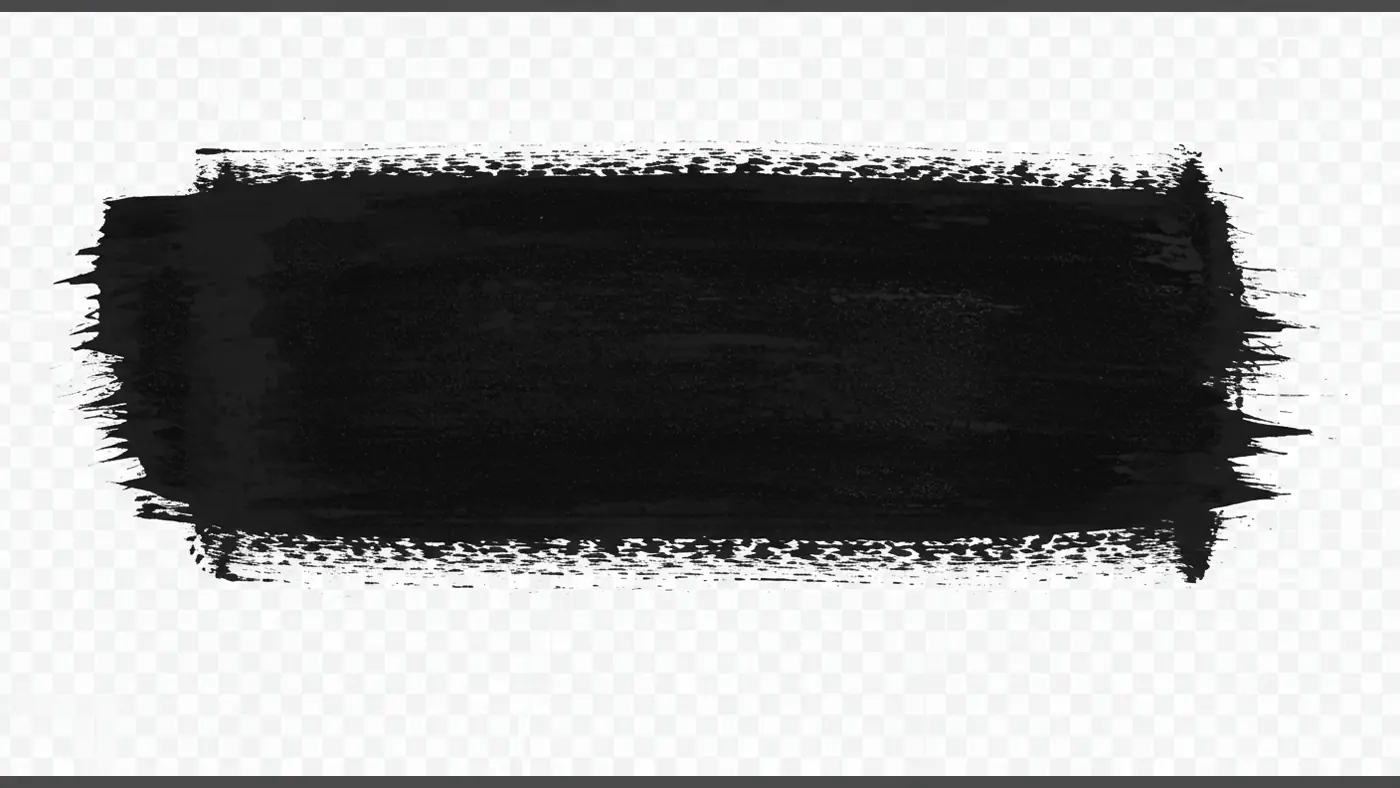 Grunge Black Brush Stroke Texture on Transparent Background