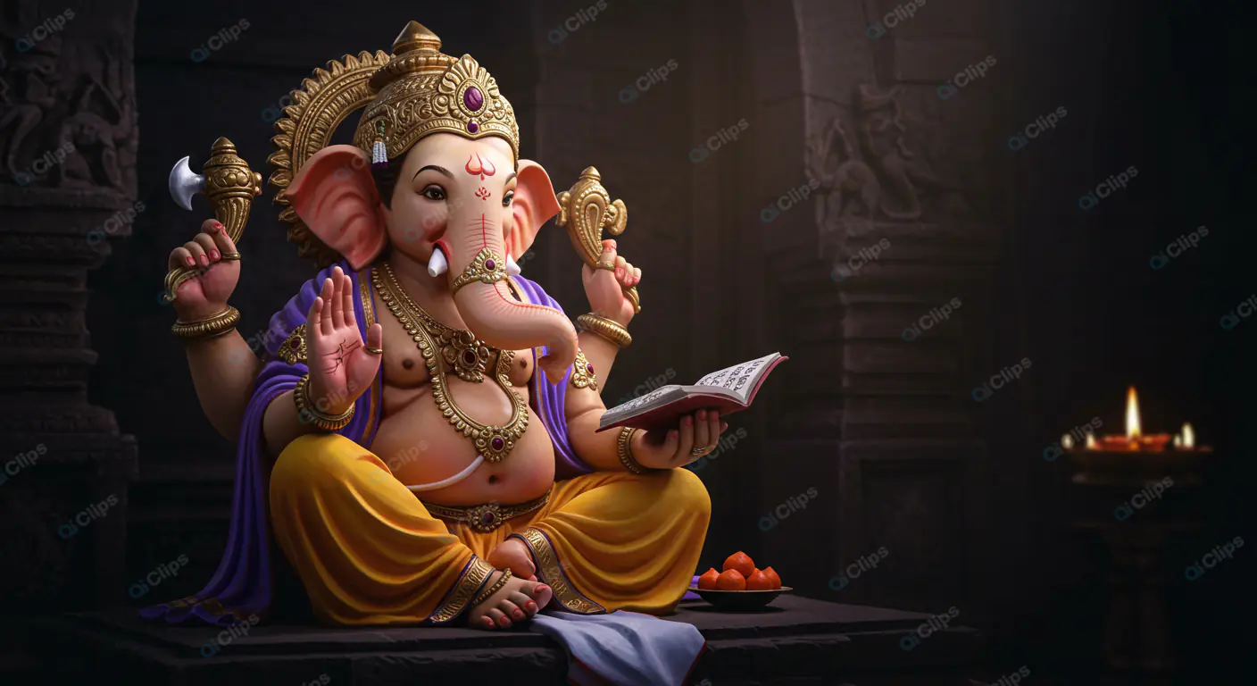 Ganesha Statue in Temple Ambiance