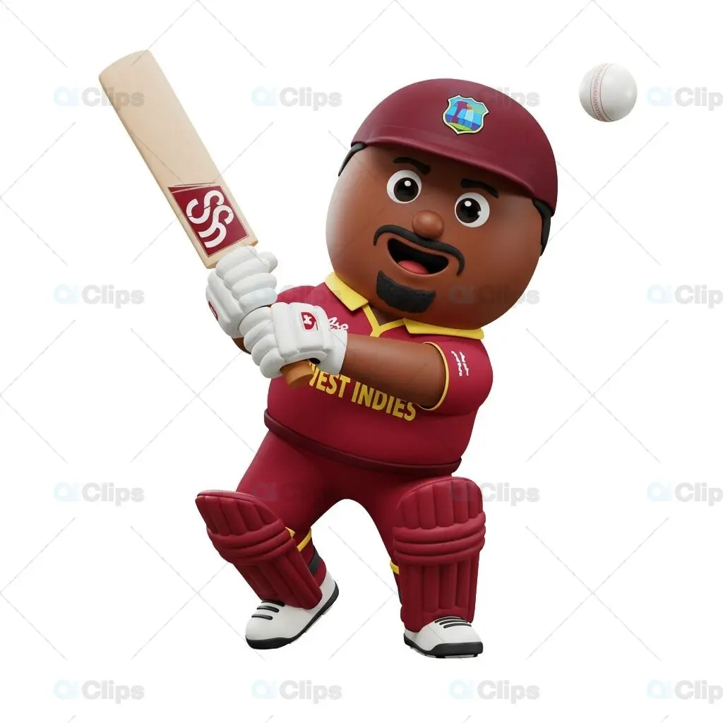 Cheerful West Indies Cricket Player 3D Illustration