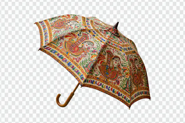 Handcrafted Indian Madhubani Art Umbrella PNG