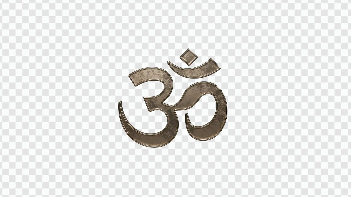 Rustic Bronze Om Symbol PNG – Indian Spiritual Design with Transparent Background