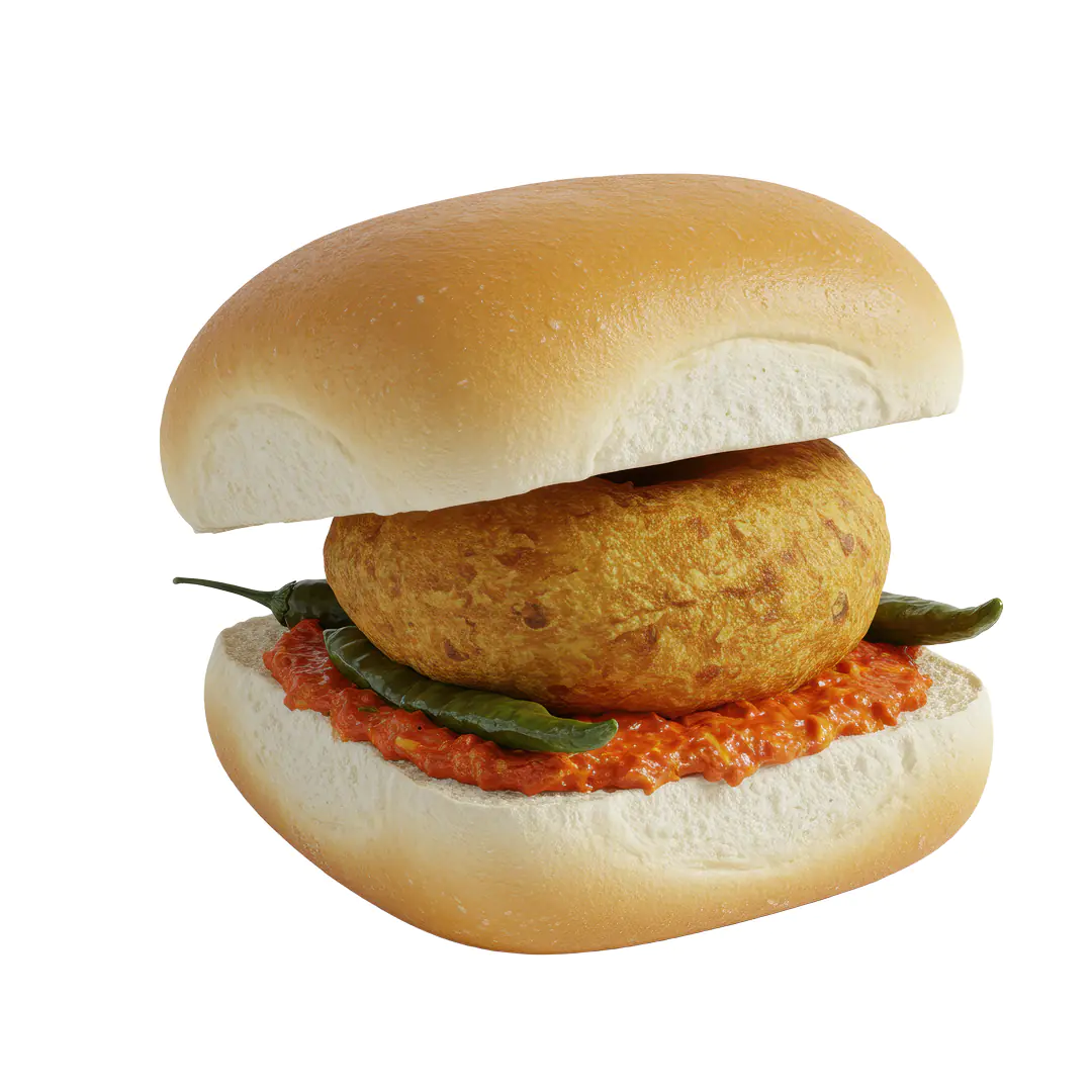 Vada Pav PNG – Authentic Indian Street Food Transparent Clipart