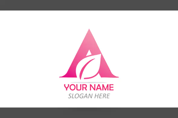 Pink Gradient Letter A Logo with Leaf for Eco, Wellness, and Beauty Brands