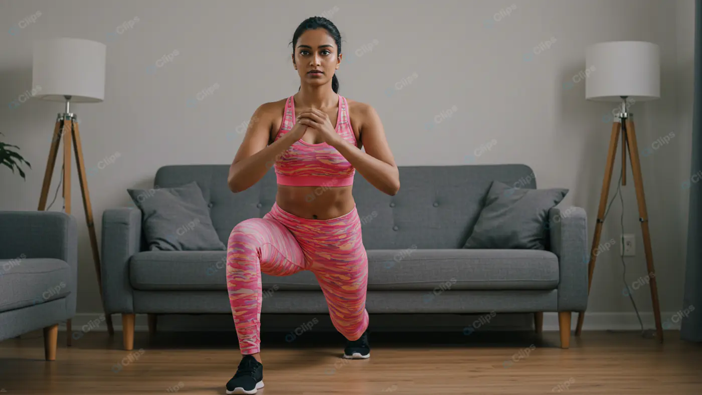 Home Fitness: Lunges in Pink Activewear
