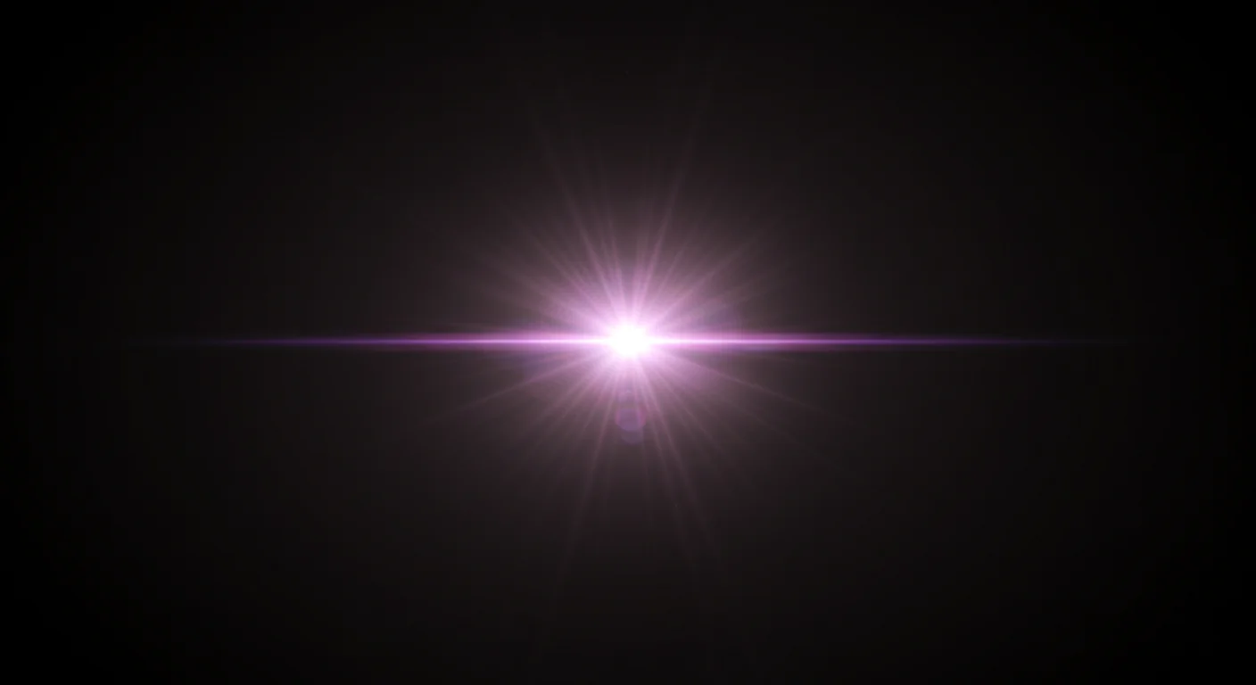 Purple Starburst Lens Flare Light Effect on Black Background
