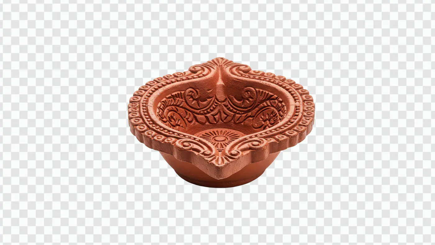 Traditional Indian Clay Diya for Diwali Decoration