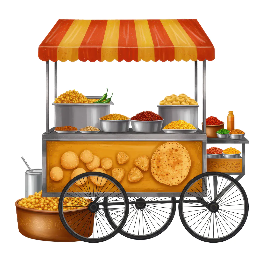 Indian Street Food Cart PNG – Chaat and Snack Stall Illustration