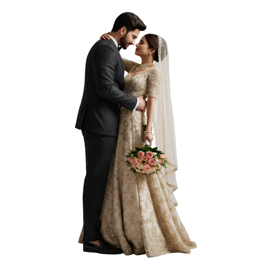 Elegant Indian Bride and Groom PNG for Wedding Invitations & Digital Art