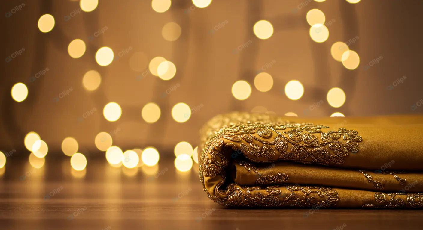 Gilded Fabric with Festive Bokeh