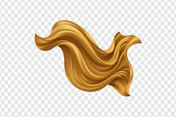 Flying Golden Cloth PNG – Shiny Fabric Texture with Transparent Background