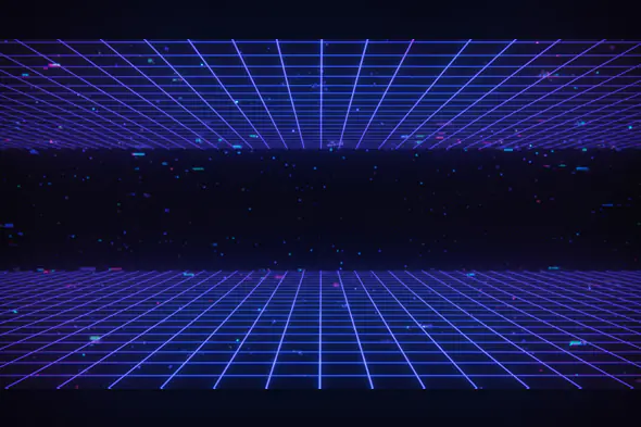 Retro Futuristic Neon Grid Background  Digital Design