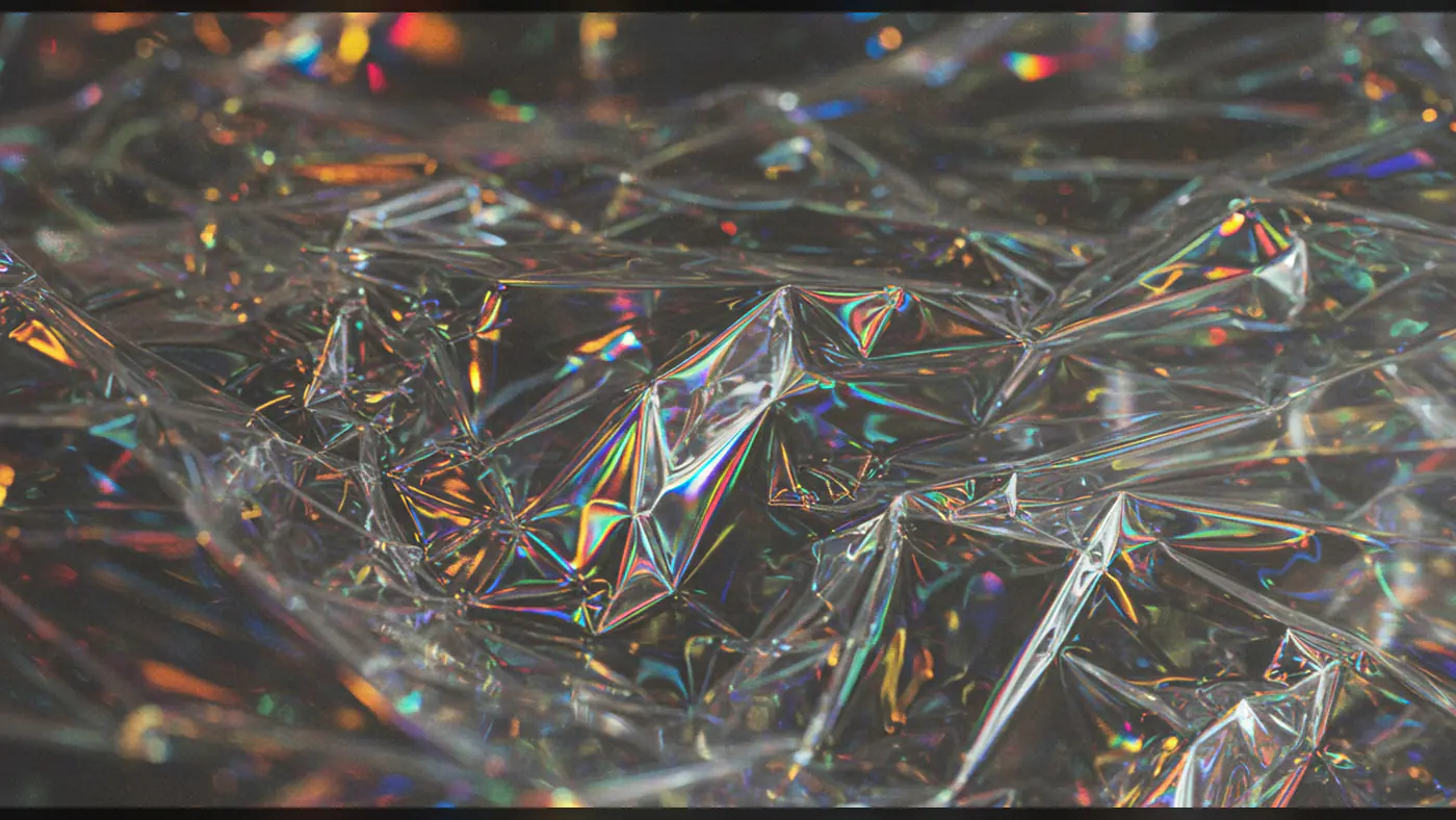 Holographic Crumpled Plastic Texture Background