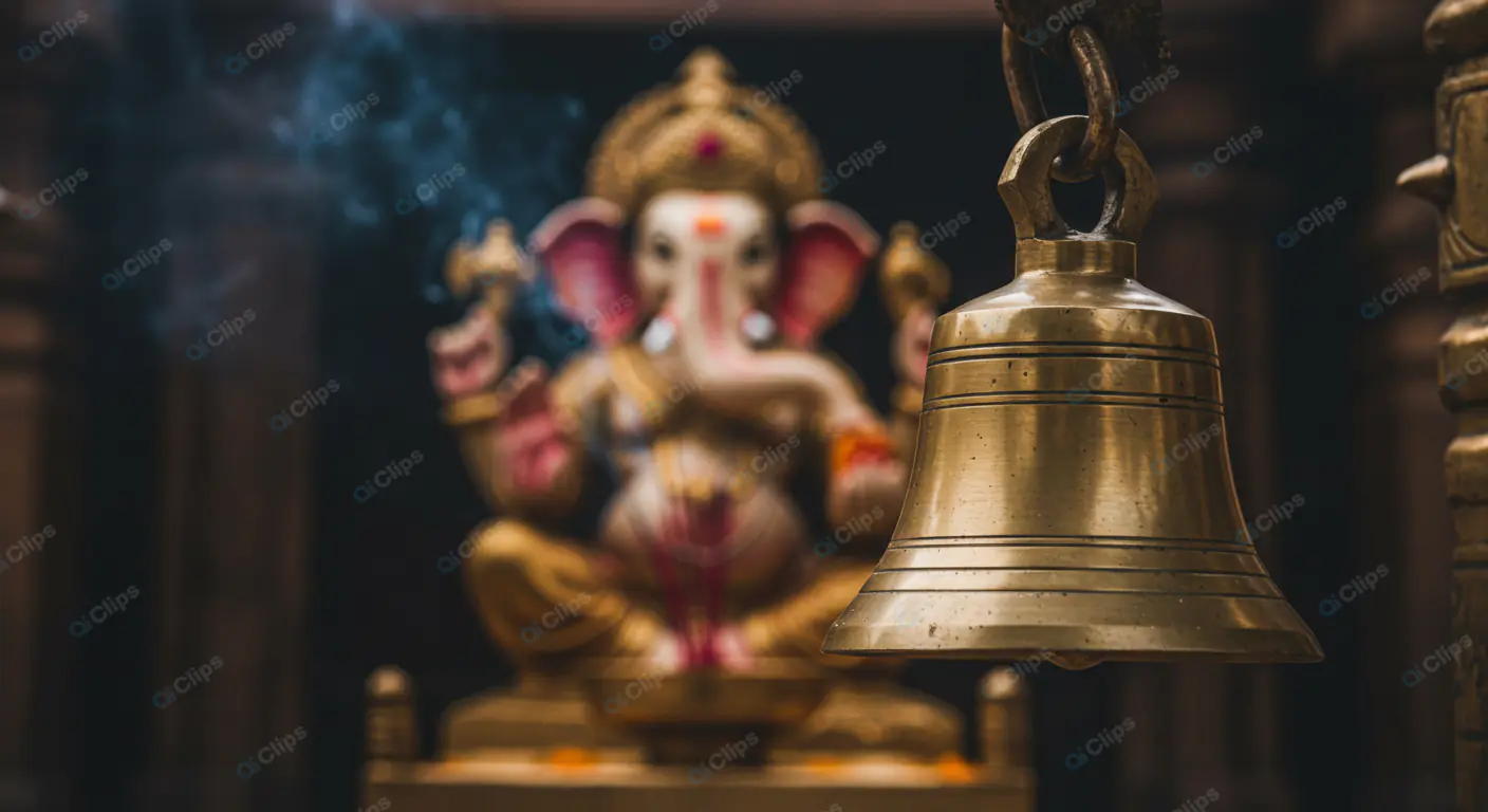 Temple Bell and Ganesha Idol