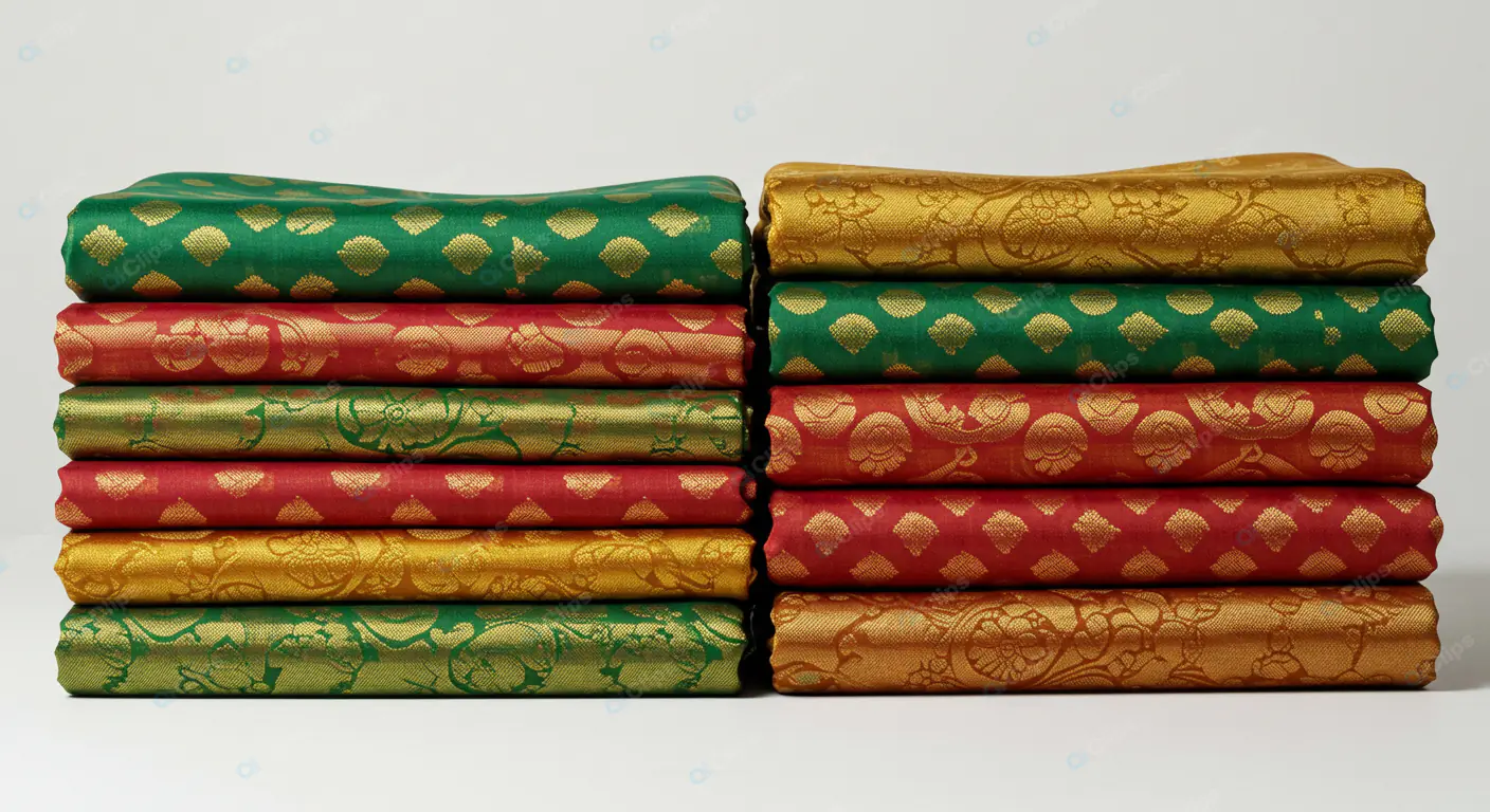 Luxurious Silk Brocade Fabric Stack