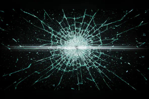 High-Impact Broken Glass Texture with Horizontal Light Burst