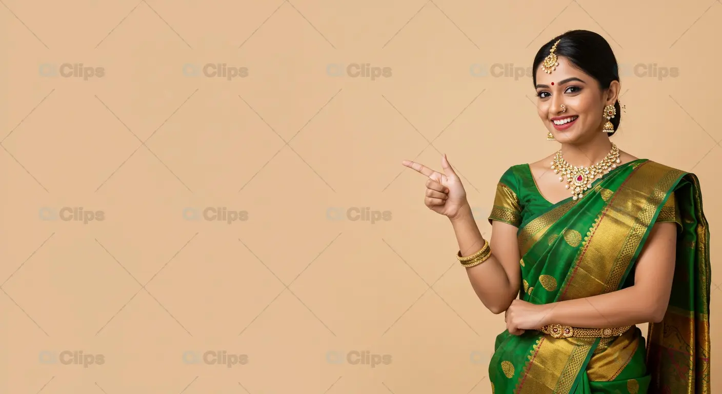 Traditional Portrait in Verdant Saree Elegance