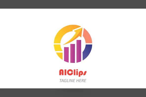 Rising Bar Graph with Arrow Logo in Colorful Circle for Finance, Analytics, and Business Growth
