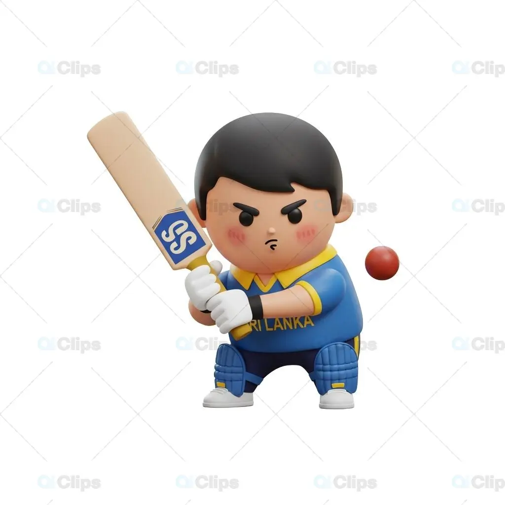 Sri Lankan Cricket Player 3D Illustration