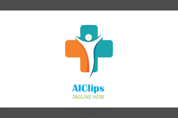 Healthcare Cross with Human Figure Logo for Clinics, Hospitals, and Wellness Brands