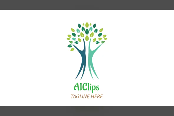 Human Tree Logo with Green Leaves for Eco, Wellness, and Community Brands