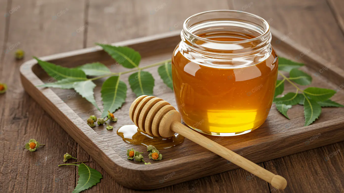 Golden Honey Jar with Wooden Dipper