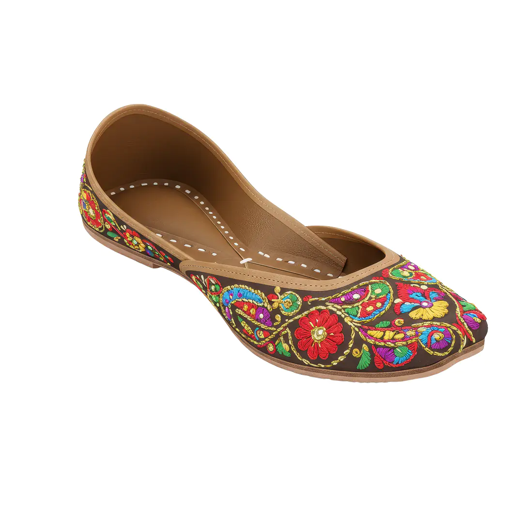 Colorful Indian Jutti PNG – Traditional Embroidered Footwear Design