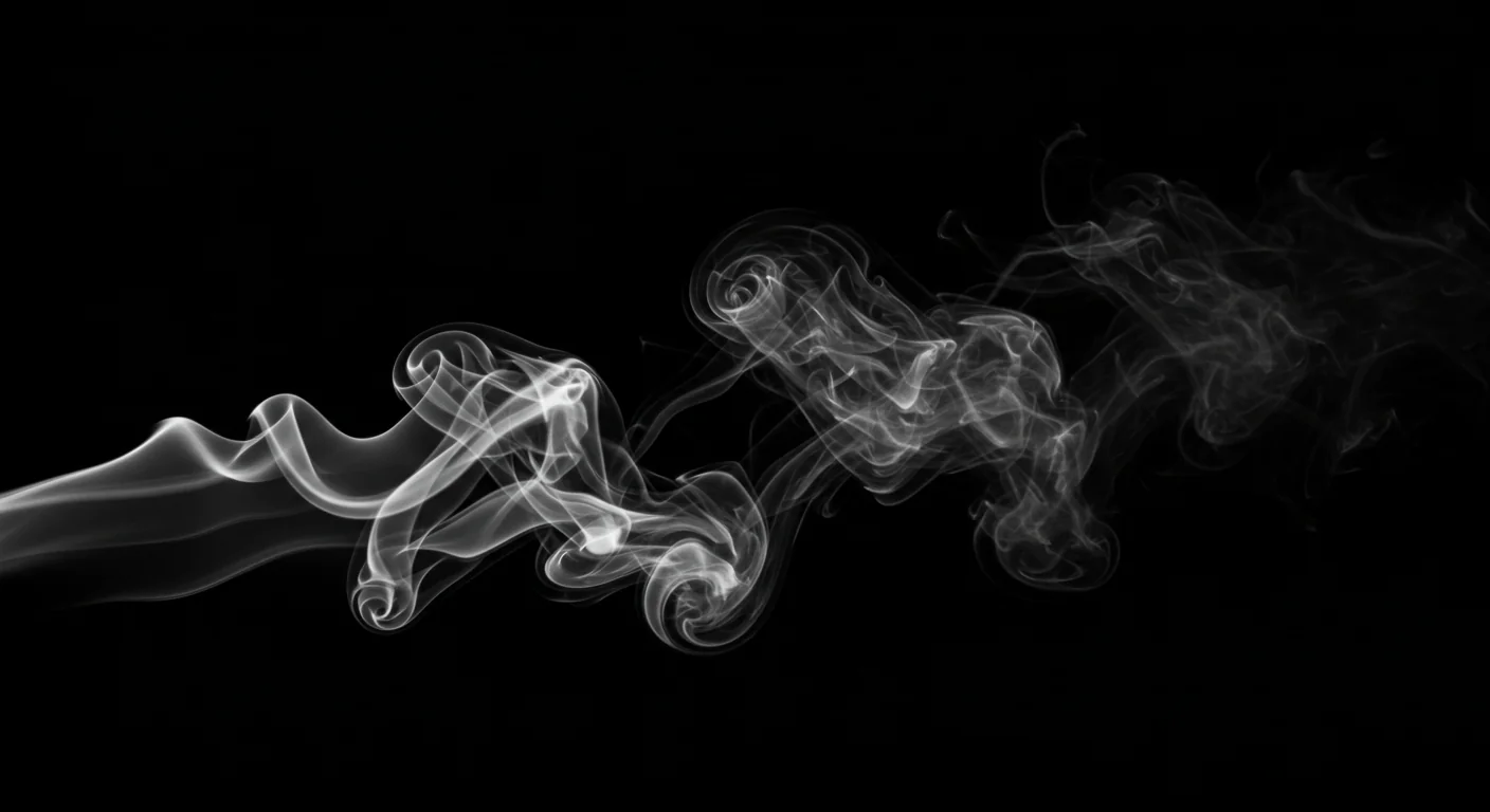 Curled White Smoke Trail Overlay on Black Background