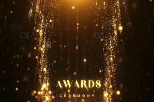 Golden Awards Ceremony Background with Sparkling Particless