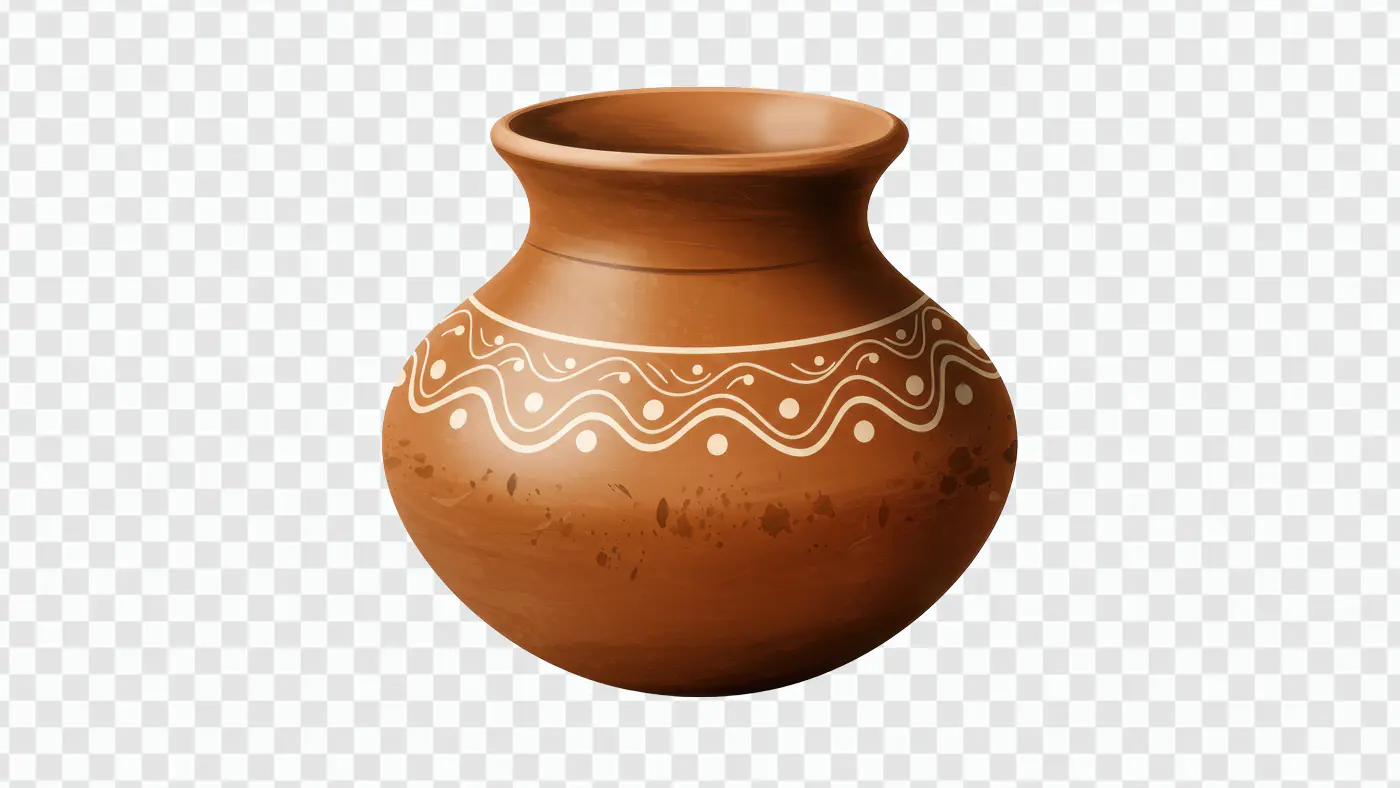Traditional Matka Pot PNG – Clay Water Pot with Tribal Art for Indian Design