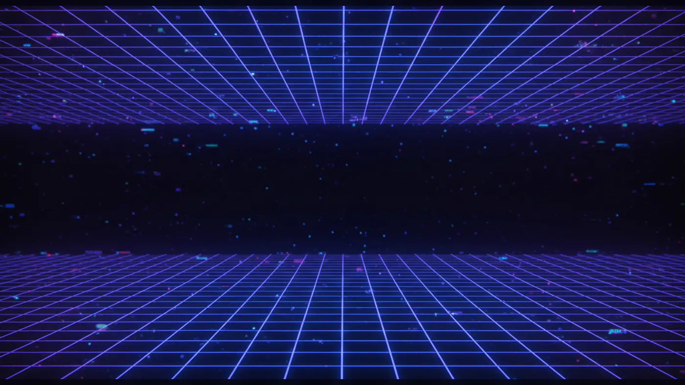 Retro Futuristic Neon Grid Background  Digital Design