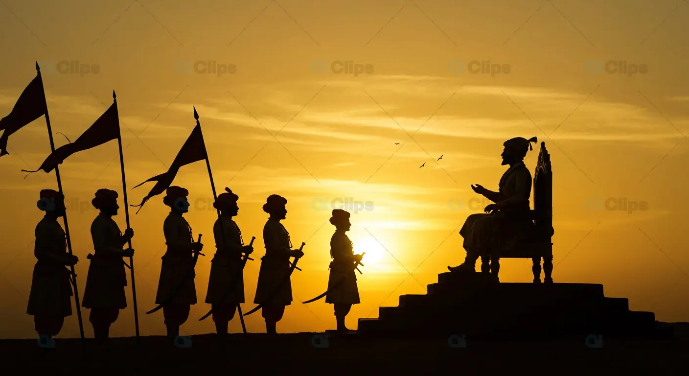 Chhatrapati Shivaji Maharaj Royal Procession Silhouette at Sunset