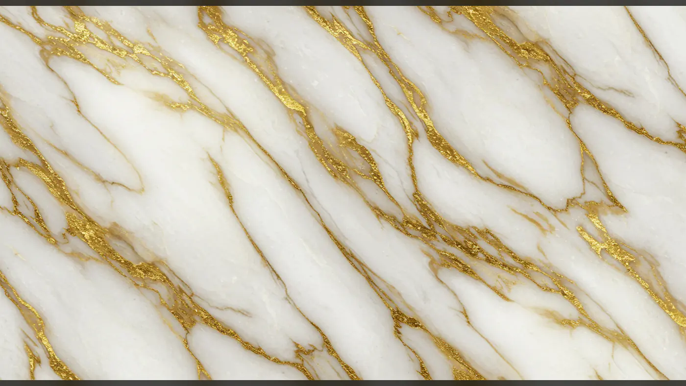 Cracked White Marble Texture with Bold Gold Veins for Premium Designs