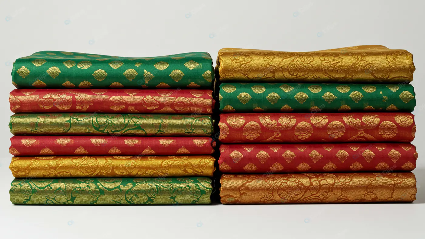 Luxurious Silk Brocade Fabric Stack