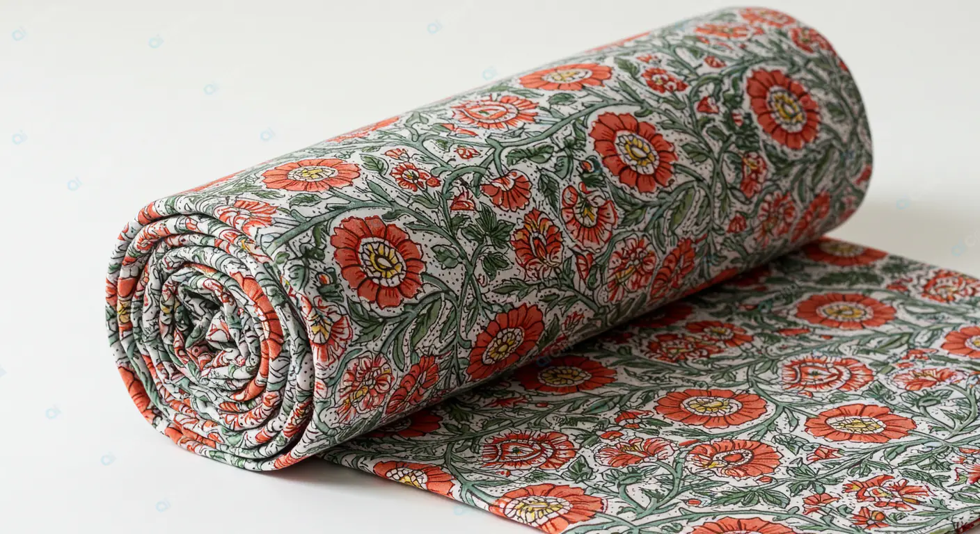 Vintage Floral Fabric Roll