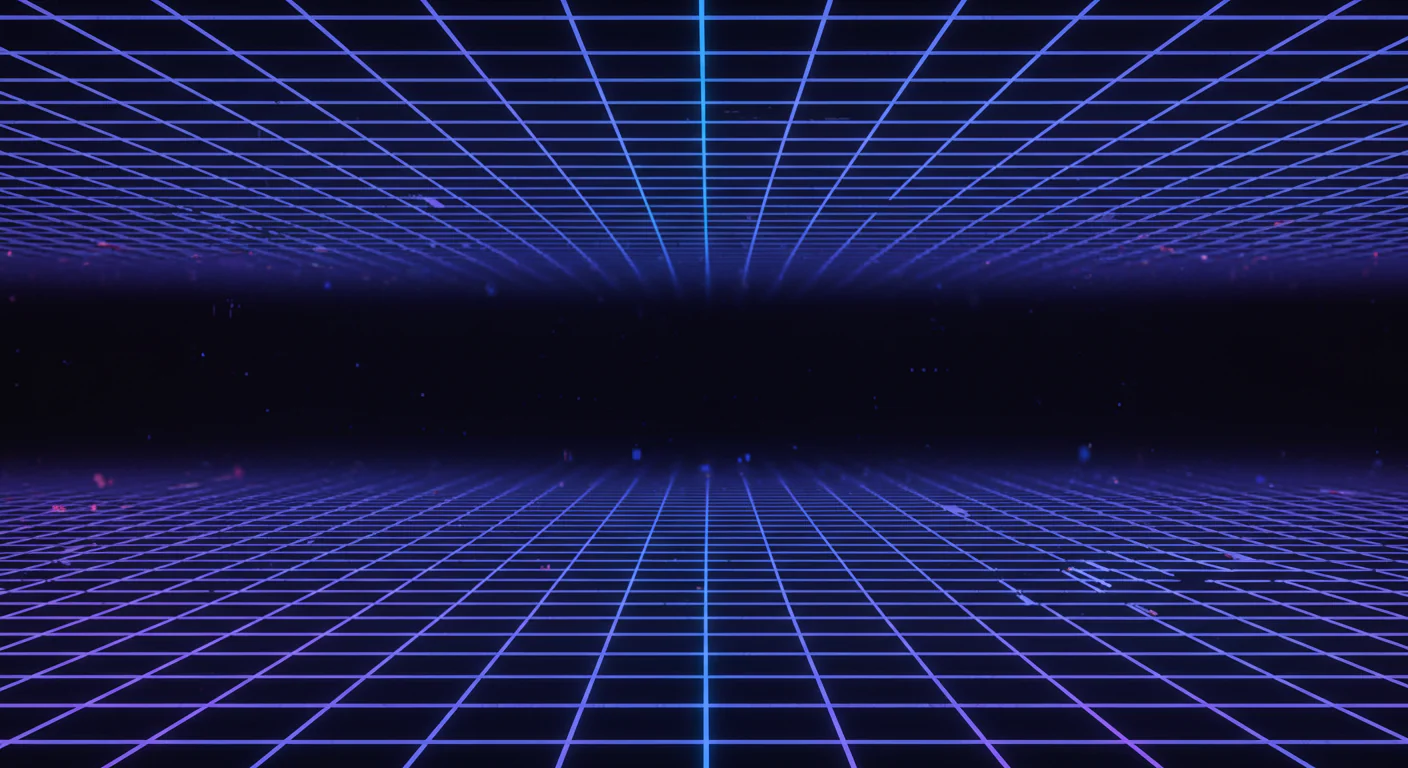 Retro Neon Grid Tunnel Background
