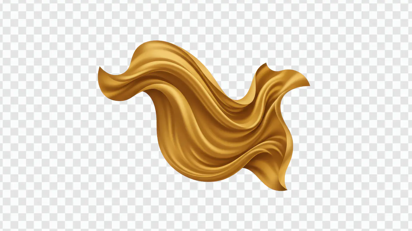 Flying Golden Cloth PNG – Shiny Fabric Texture with Transparent Background